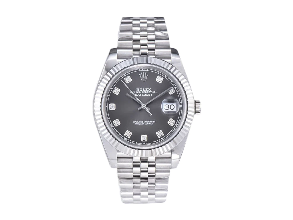 Datejust 41 Stainless Steel on Jubilee with Diamond Rhodium Dial and Fluted Bezel