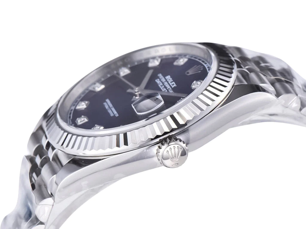 Datejust 41 Stainless Steel on Jubilee with Diamond Blue Dial and Fluted Bezel
