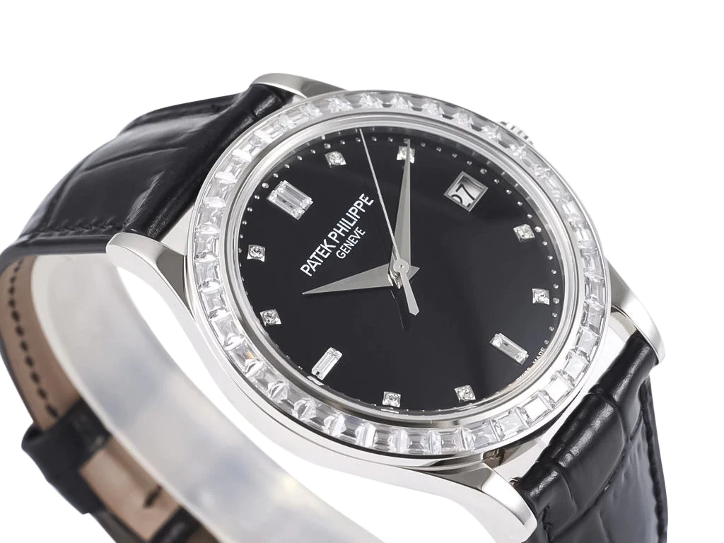 Calatrava Stainless Steel with Diamond Black Dial and Diamond Bezel (38mm)