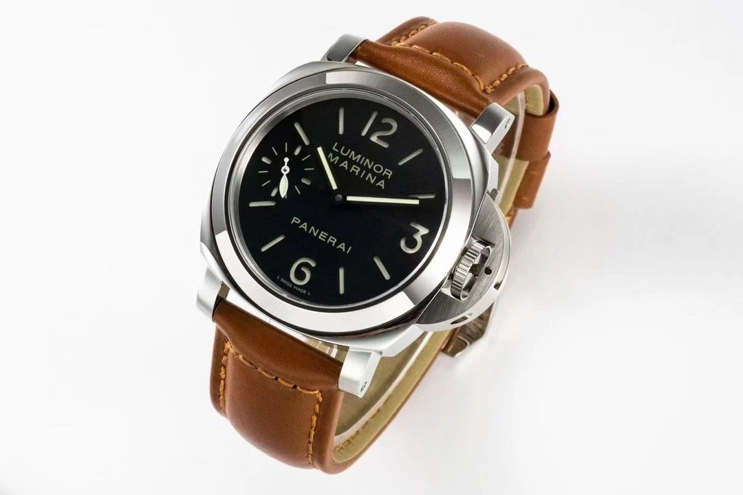 Luminor Marina Stainless Steel with Black Dial and Brown Leather Strap (44mm)