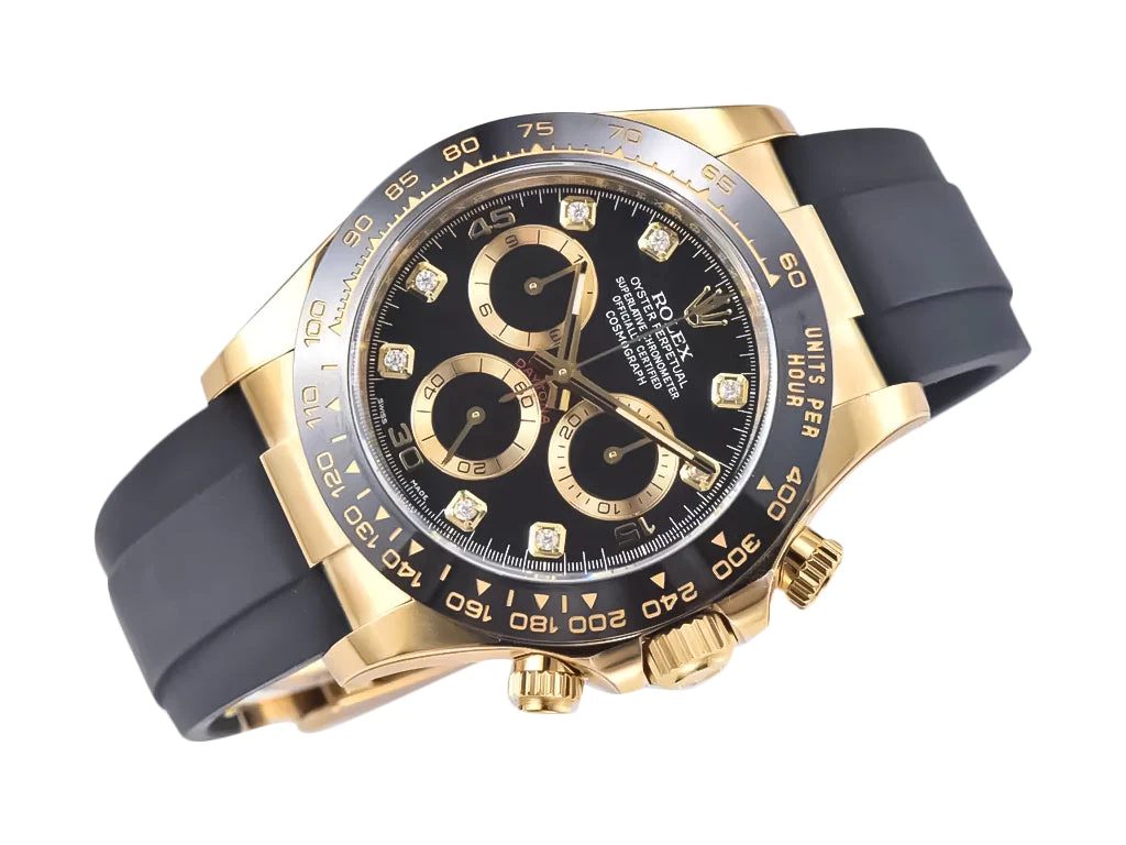Cosmograph Daytona Yellow Gold Oysterflex Diamond Black Dial