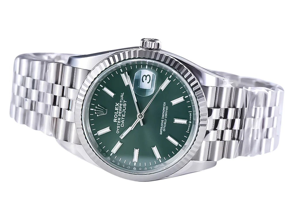 Datejust 36 Stainless Steel on Jubilee with Mint Green Dial and Fluted Bezel