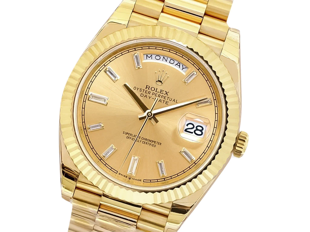 Day-Date 40 Yellow Gold 'President' with Champagne Diamond Dial and Fluted Bezel
