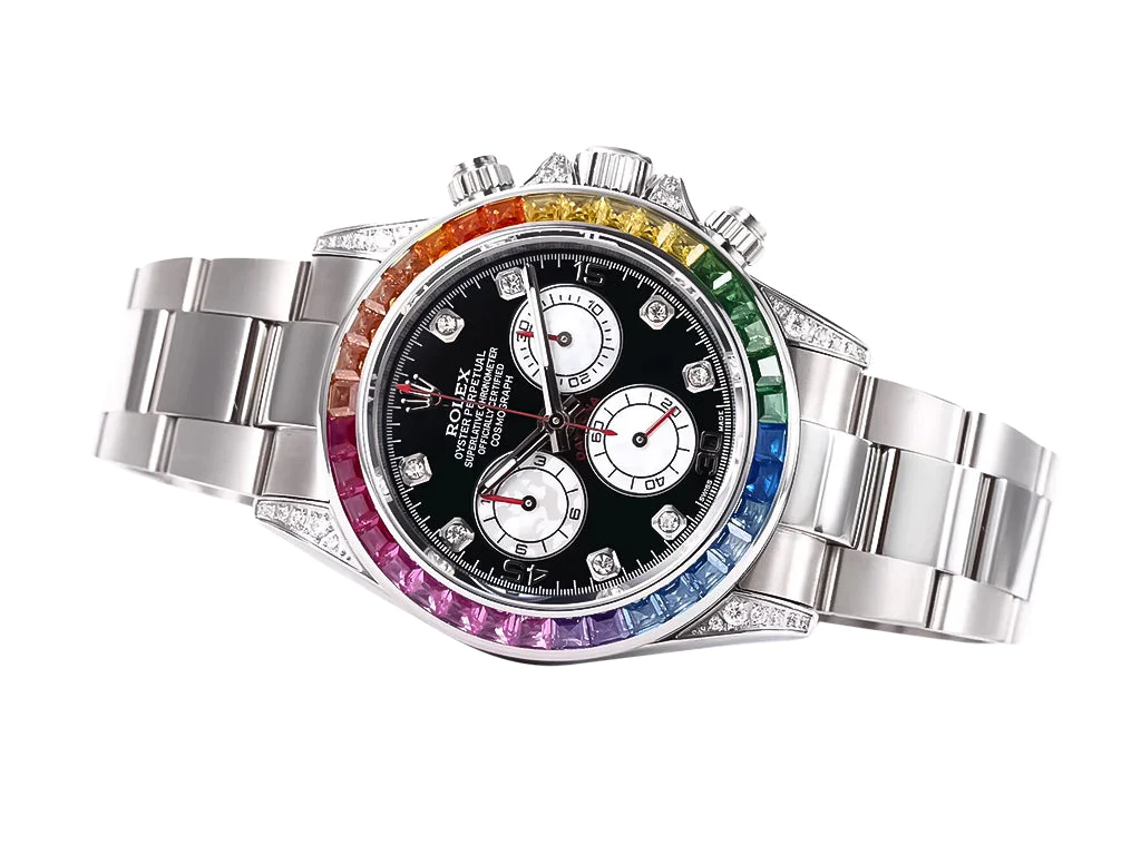 Cosmograph Daytona Stainless Steel 'Rainbow' with Diamond Bezel