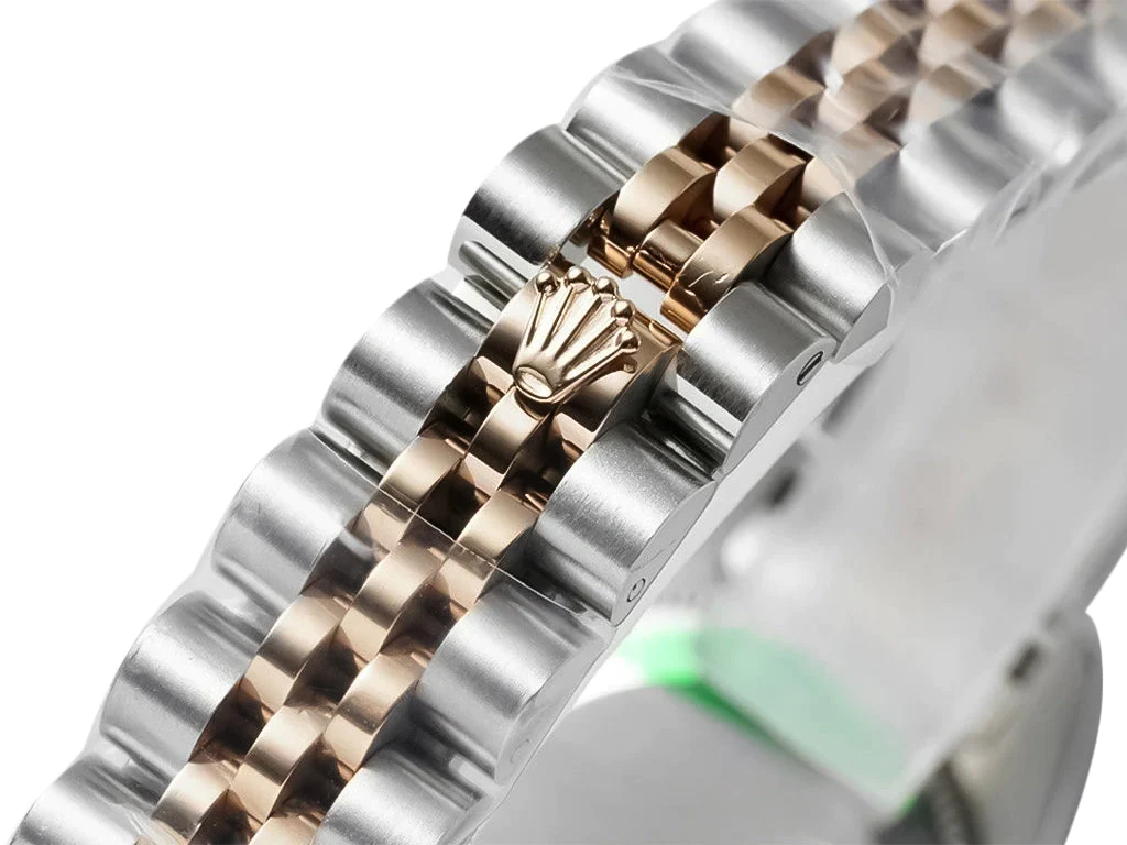 Lady-Datejust 28 Two Tone Rose Gold on Jubilee with Green Diamond Dial and Diamond Bezel
