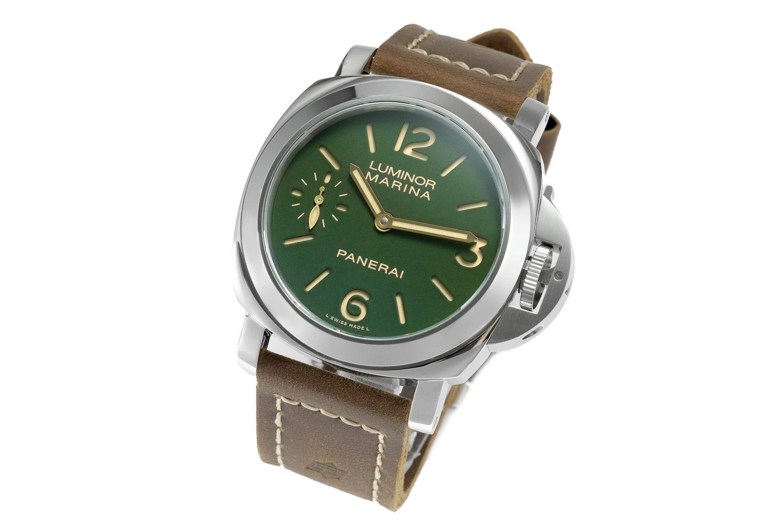 Luminor Marina 8 Days Paneristi. Stainless Steel Case with Green Dial and brown strap (44mm)