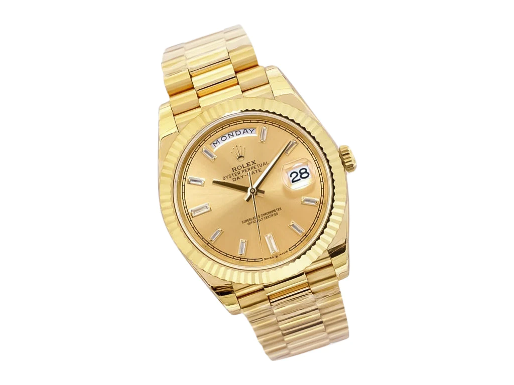 Day-Date 40 Yellow Gold 'President' with Champagne Diamond Dial and Fluted Bezel