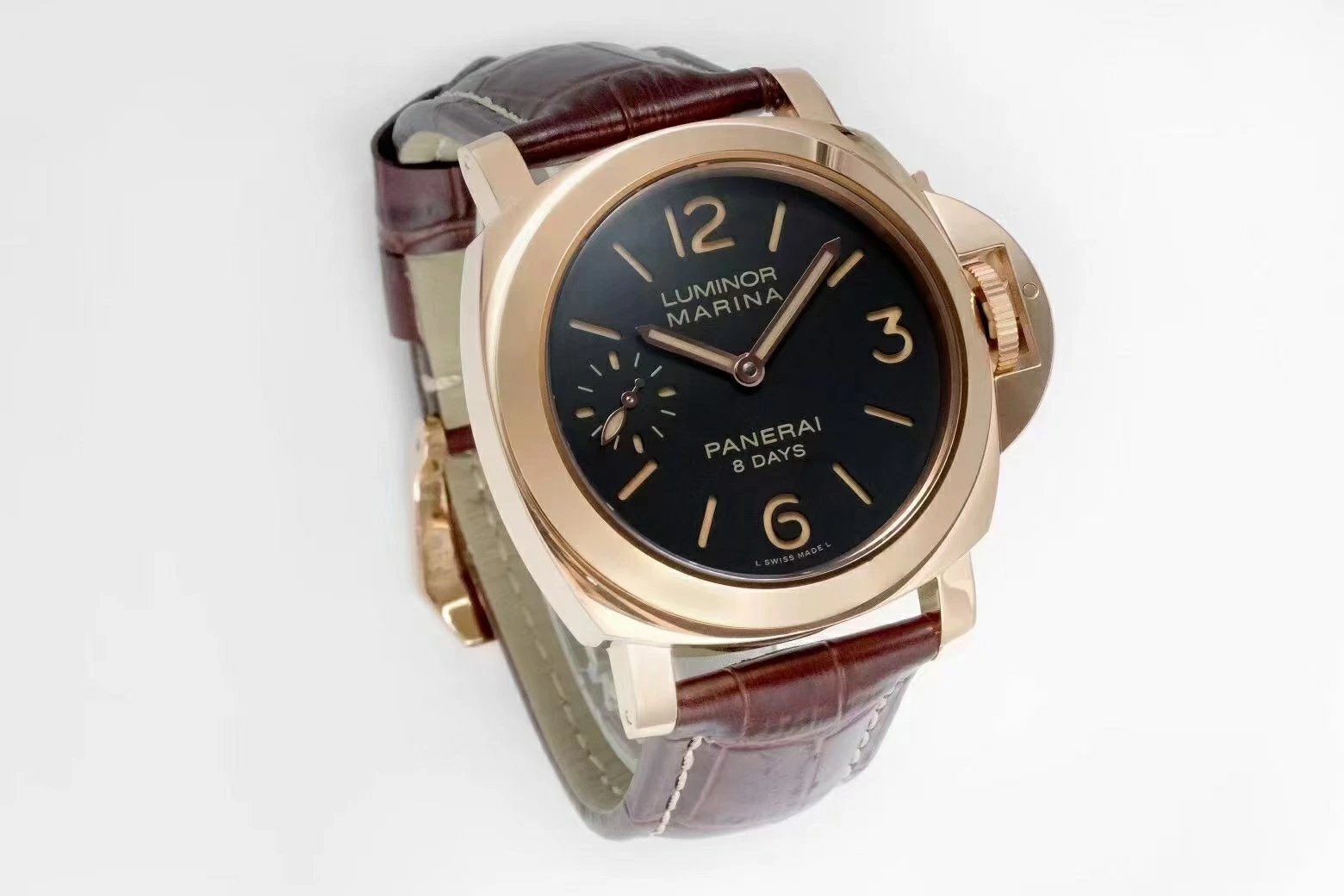 Luminor Marina 44 8 Days Automatic Red Gold with Brown Dial and Brown Strap (44mm)