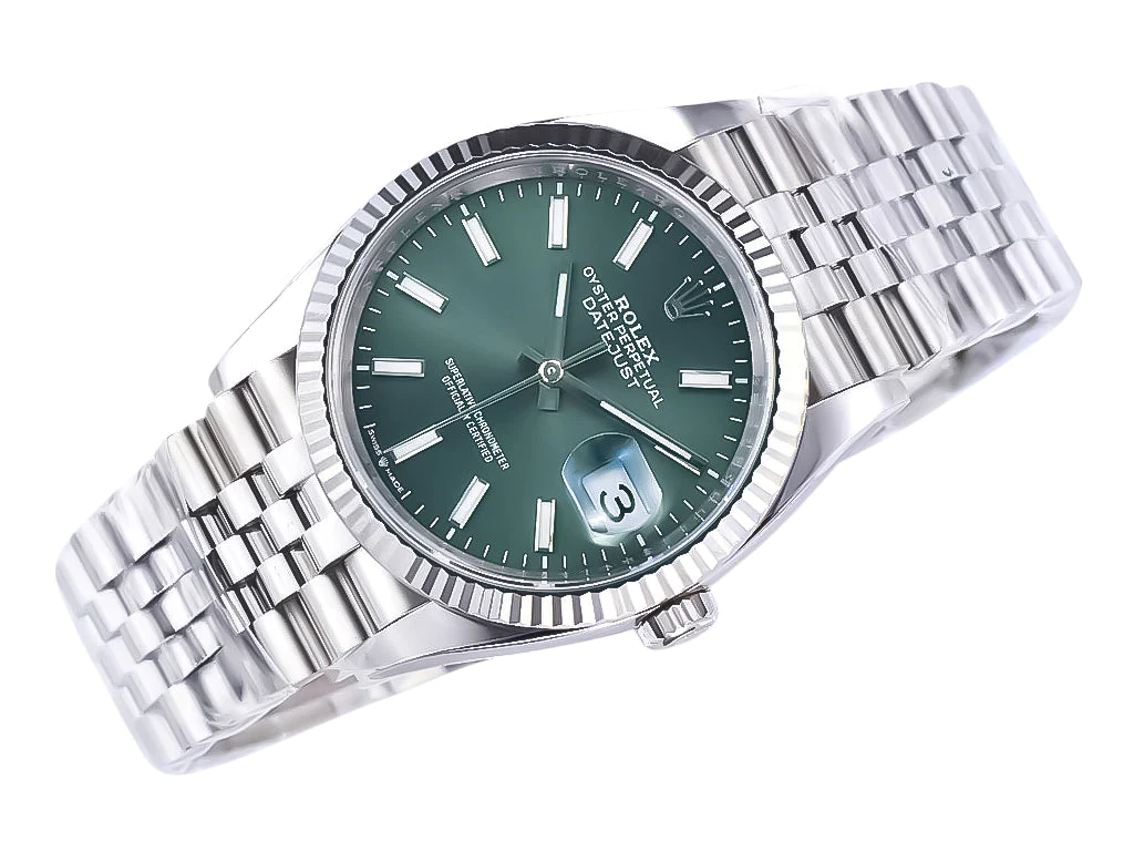 Datejust 36 Stainless Steel on Jubilee with Mint Green Dial and Fluted Bezel