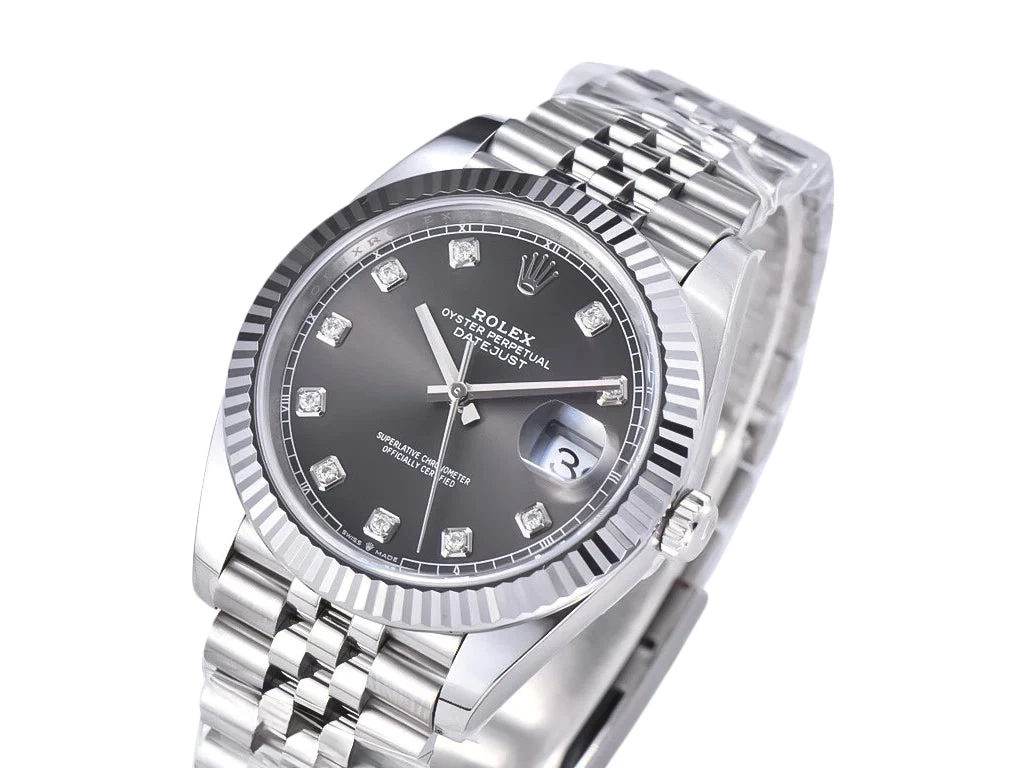 Datejust 41 Stainless Steel on Jubilee with Diamond Rhodium Dial and Fluted Bezel