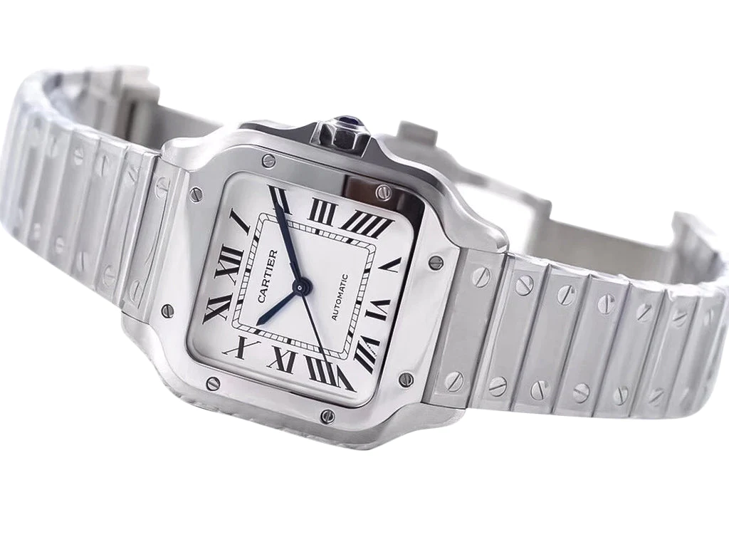 Santos Medium Stainless Steel with White Dial (35mm)