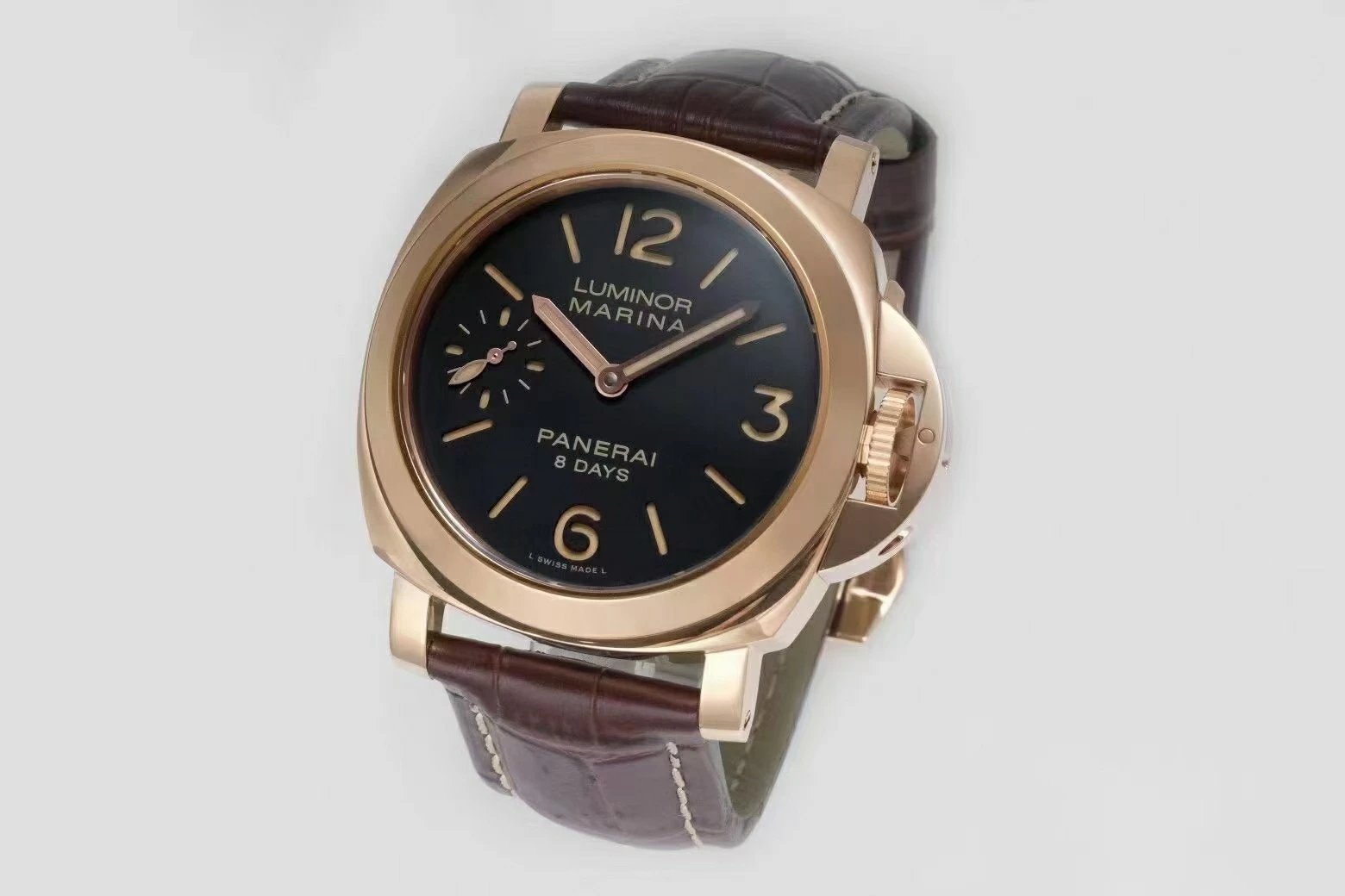 Luminor Marina 44 8 Days Automatic Red Gold with Brown Dial and Brown Strap (44mm)
