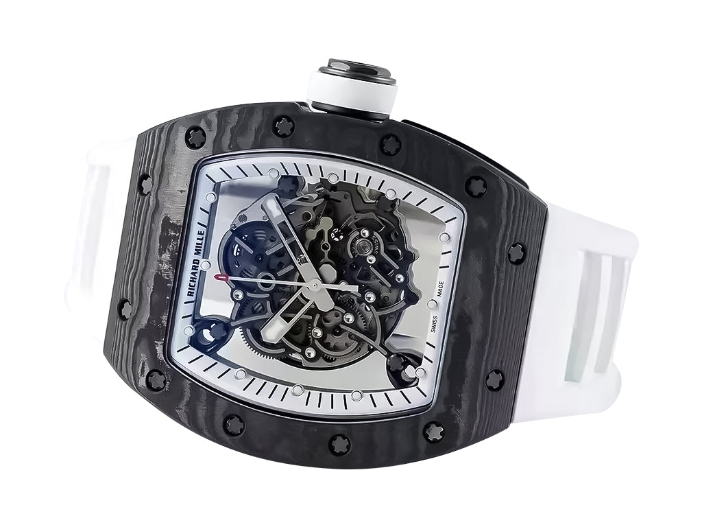 RM055 Bubba Watson White Dial Black Bezel White Rubber Strap (49mm)