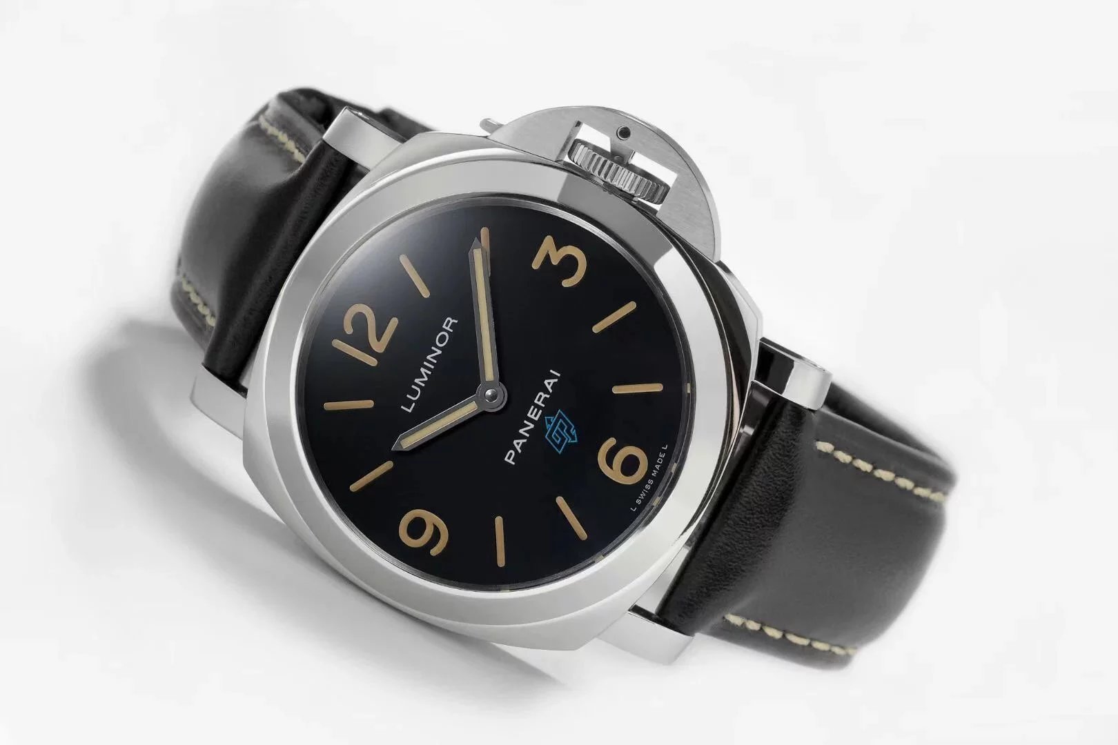 Luminor Base Logo Paneristi 15th Anniversary Handwound Stainless Steel Case with black dial and Black strap (44mm)