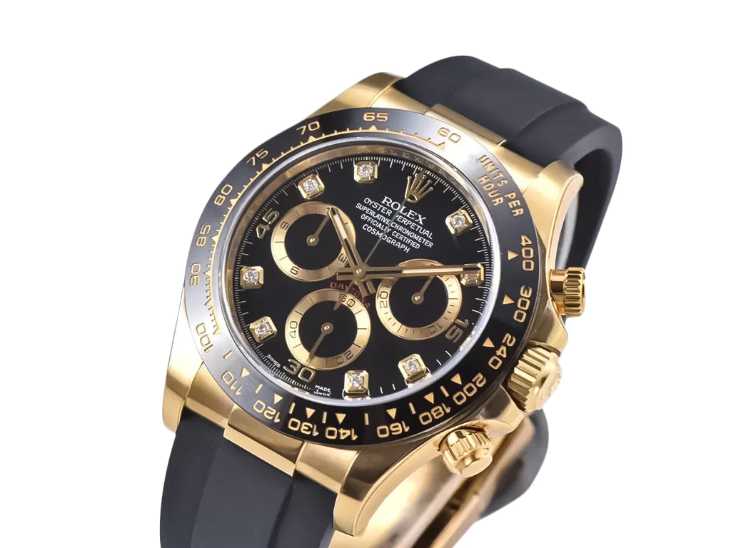Cosmograph Daytona Yellow Gold Oysterflex Diamond Black Dial