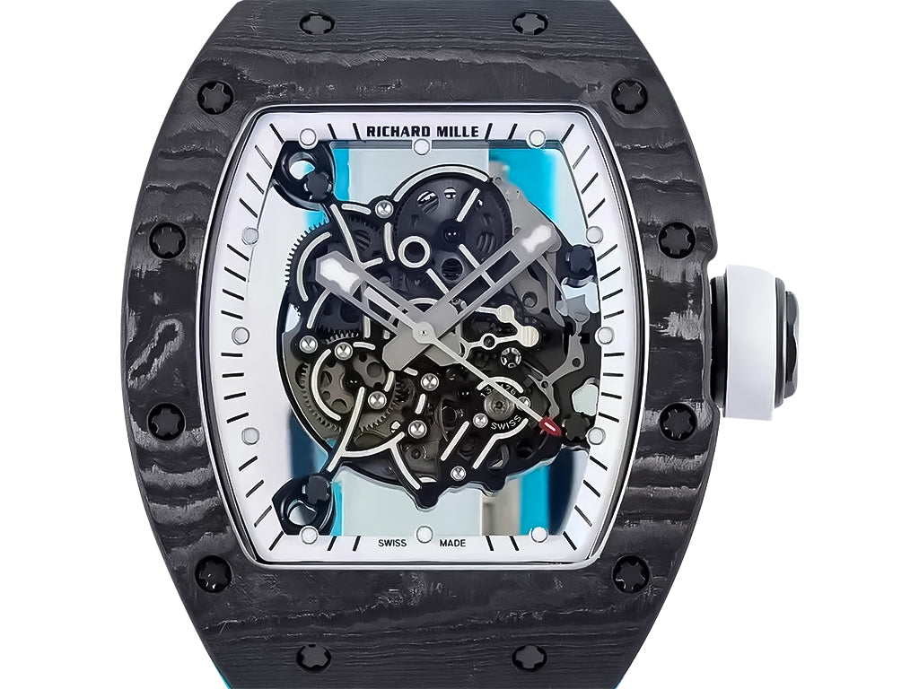 RM055 Bubba Watson White Dial Black Bezel Blue Rubber Strap (49mm)