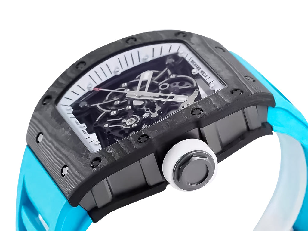 RM055 Bubba Watson White Dial Black Bezel Blue Rubber Strap (49mm)