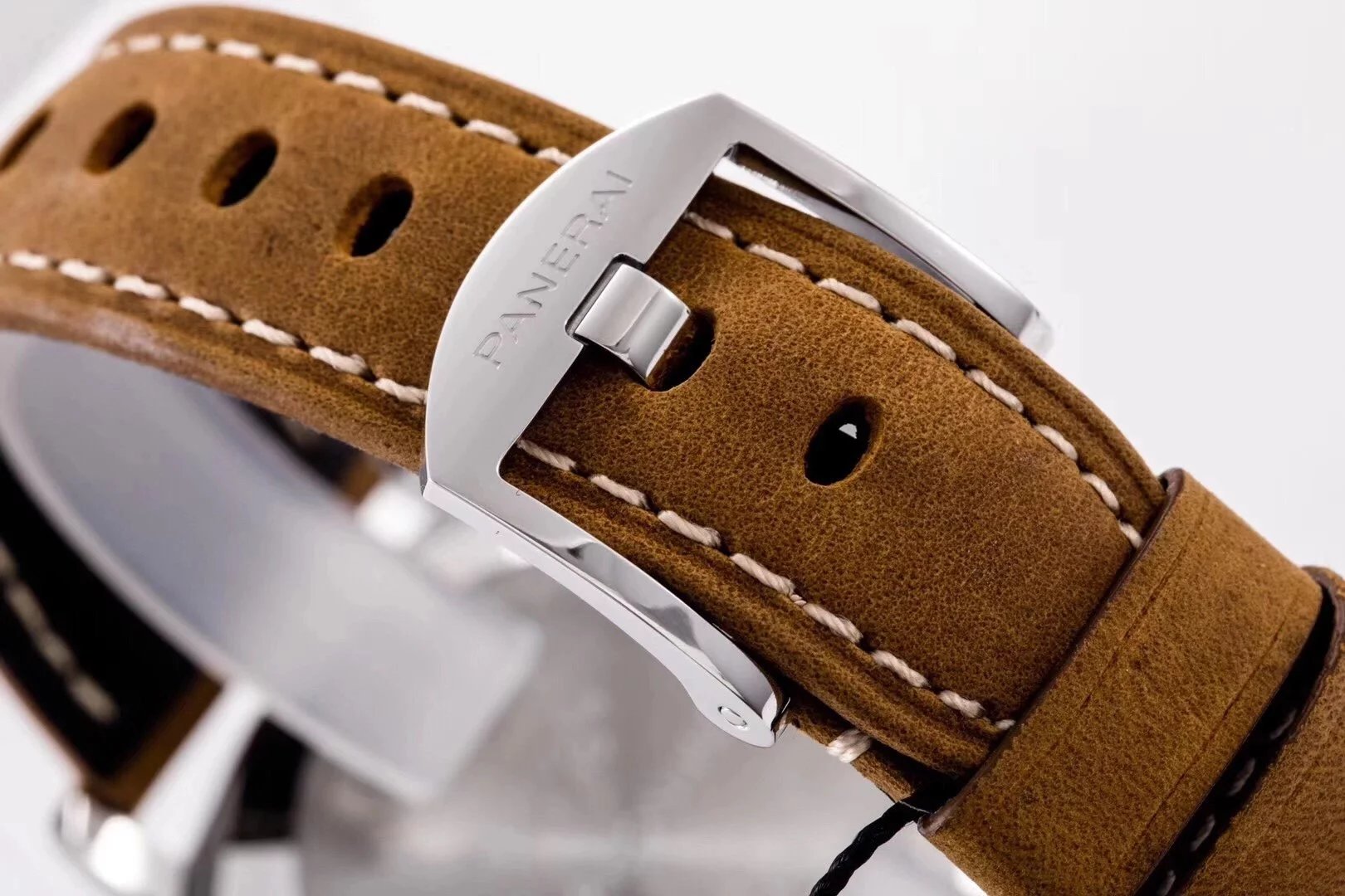 Luminor Due 42 3 Days Date Stainless Steel Case with Grey Sunburst Dial and brown strap (38mm)