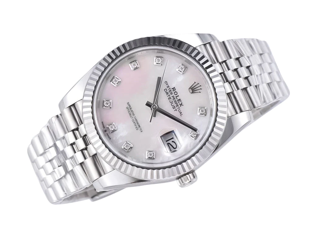 Datejust 41 Stainless Steel on Jubilee with Diamond Mother of Pearl Dial and Fluted Bezel