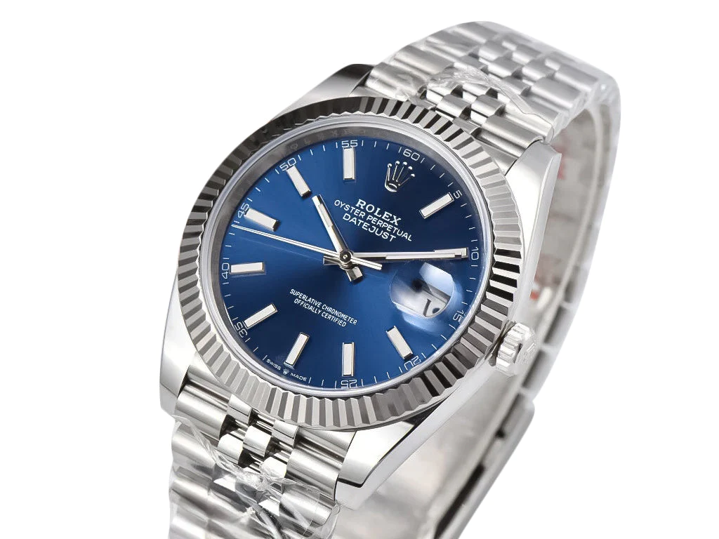 Datejust 41 Stainless Steel on Jubilee with Blue Dial and Fluted Bezel