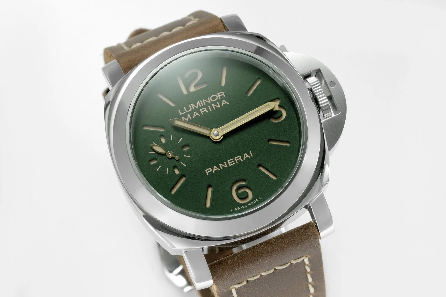 Luminor Marina 8 Days Paneristi. Stainless Steel Case with Green Dial and brown strap (44mm)