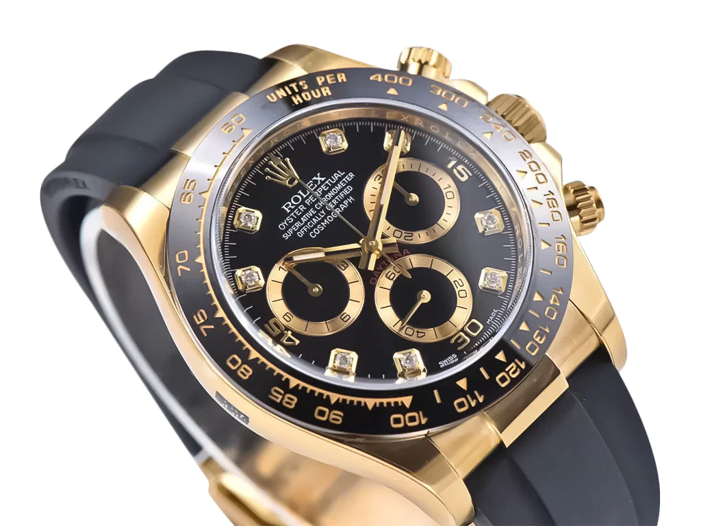 Cosmograph Daytona Yellow Gold Oysterflex Diamond Black Dial