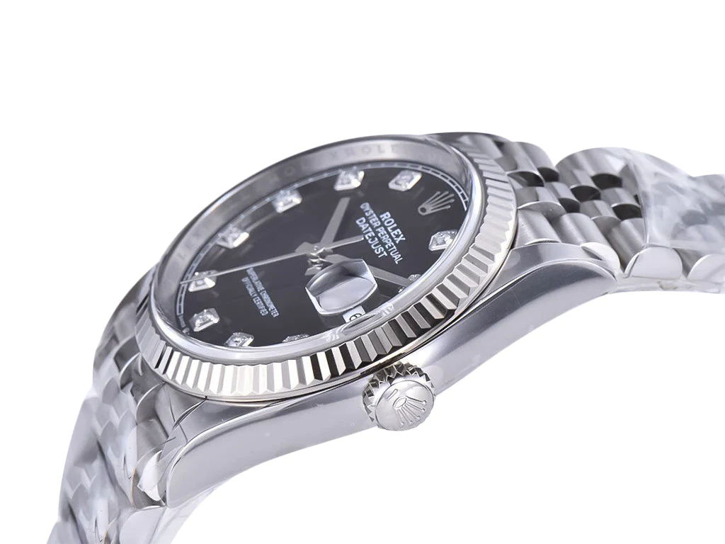 Datejust 36 Stainless Steel on Jubilee with Diamond Black Dial and Fluted Bezel