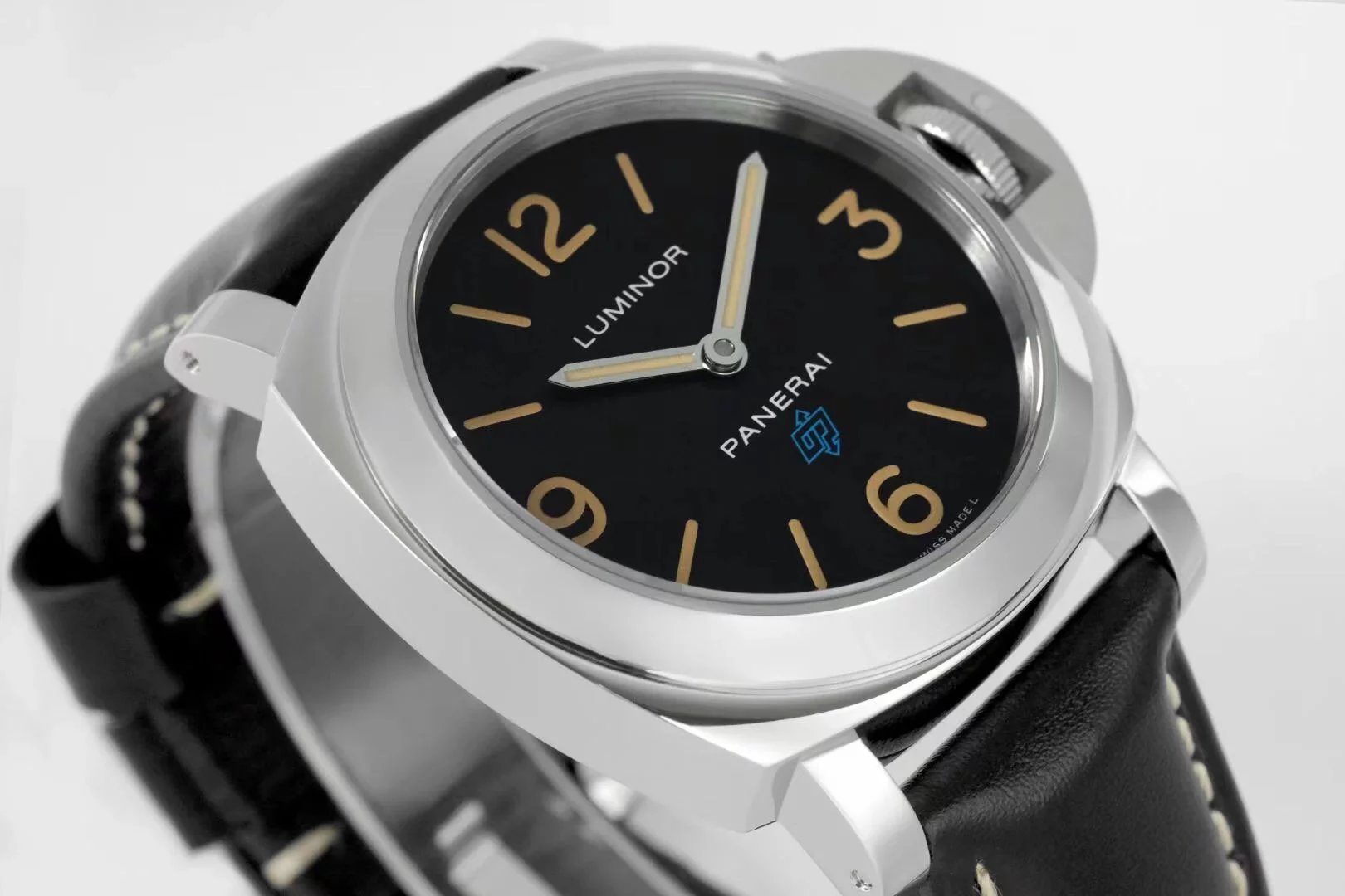 Luminor Base Logo Paneristi 15th Anniversary Handwound Stainless Steel Case with black dial and Black strap (44mm)