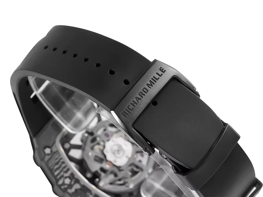 RM 35-02 Rafa Black Bezel Red Markers Black Rubber Strap (49mm)