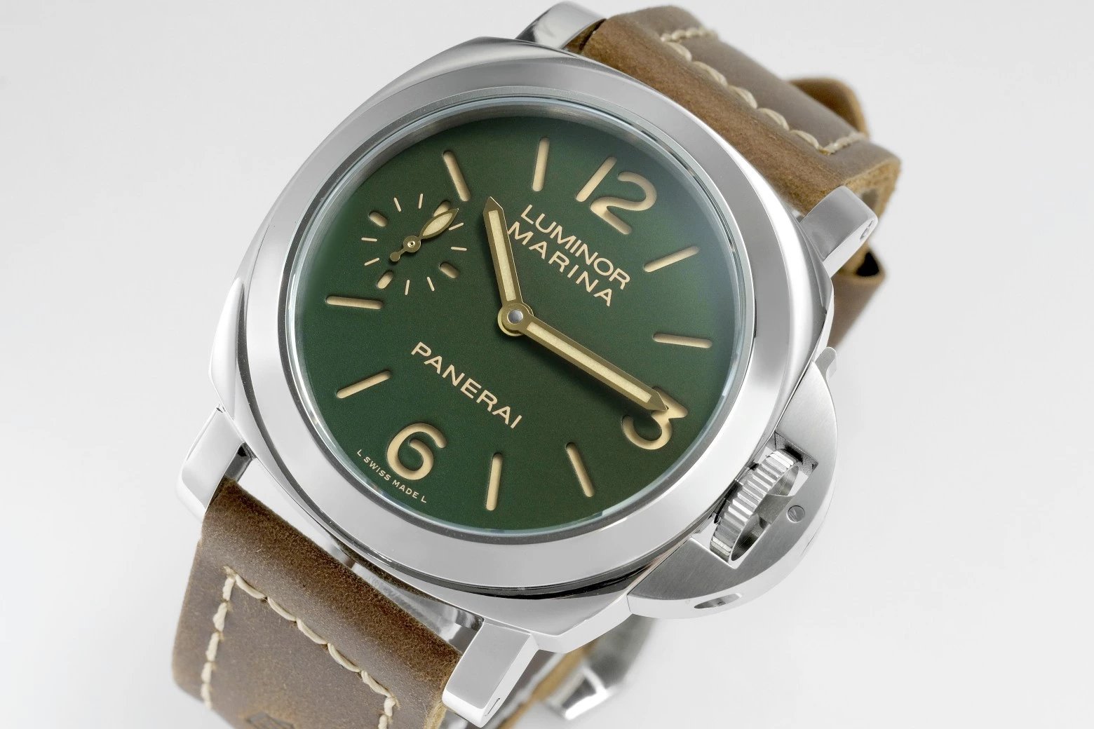 Luminor Marina 8 Days Paneristi. Stainless Steel Case with Green Dial and brown strap (44mm)