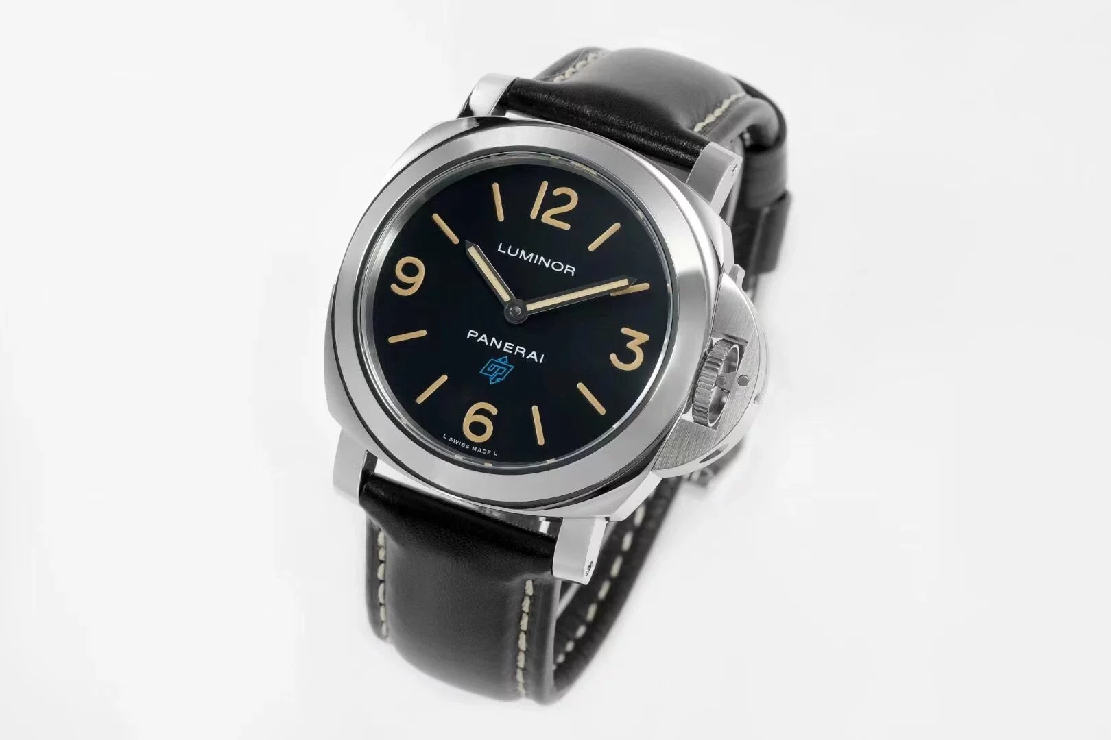 Luminor Base Logo Paneristi 15th Anniversary Handwound Stainless Steel Case with black dial and Black strap (44mm)