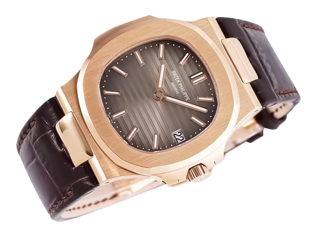 Nautilus Rose Gold with Chocolate Dial on Leather Strap (40mm)