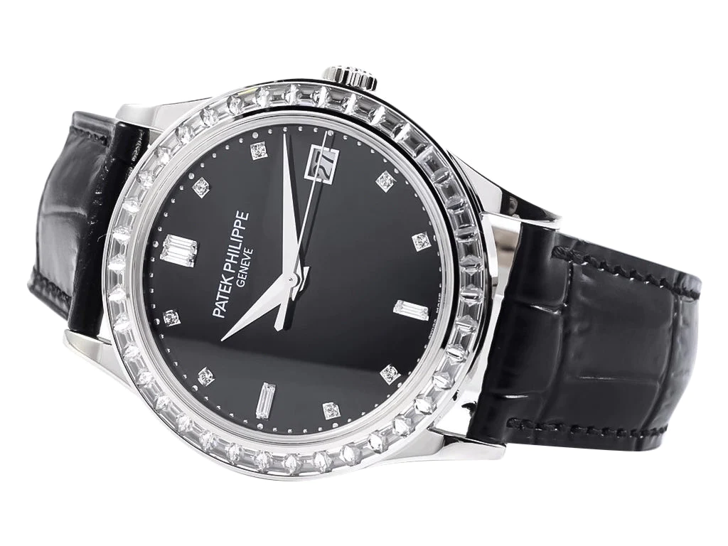 Calatrava Stainless Steel with Diamond Black Dial and Diamond Bezel (38mm)
