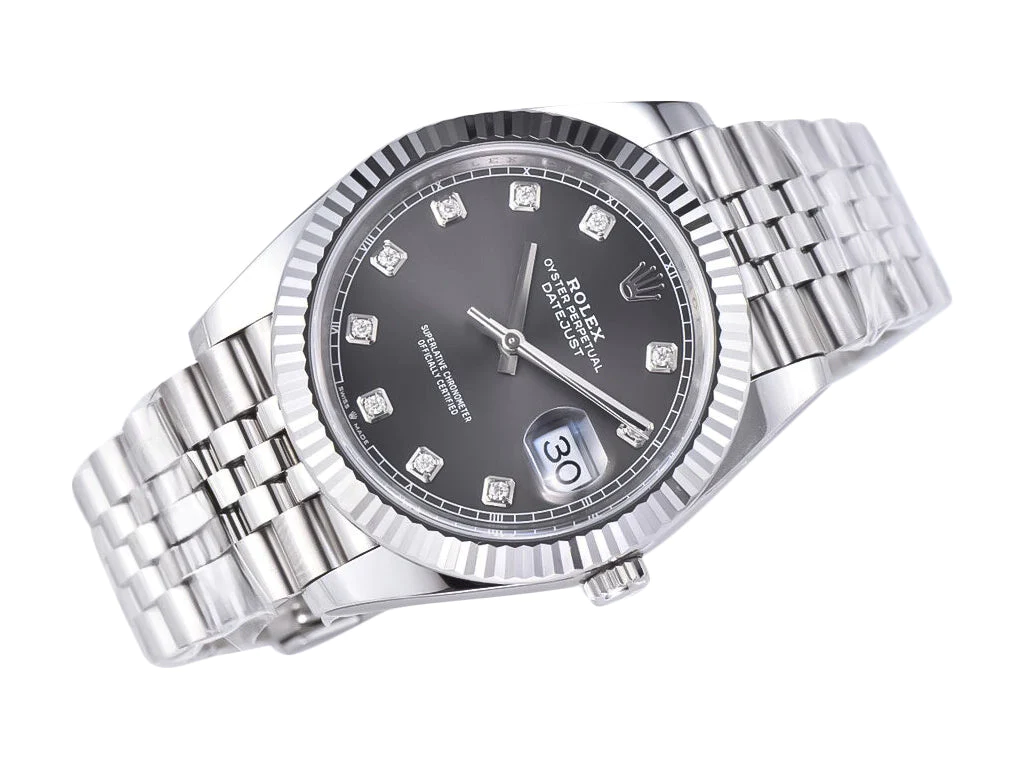 Datejust 41 Stainless Steel on Jubilee with Diamond Rhodium Dial and Fluted Bezel