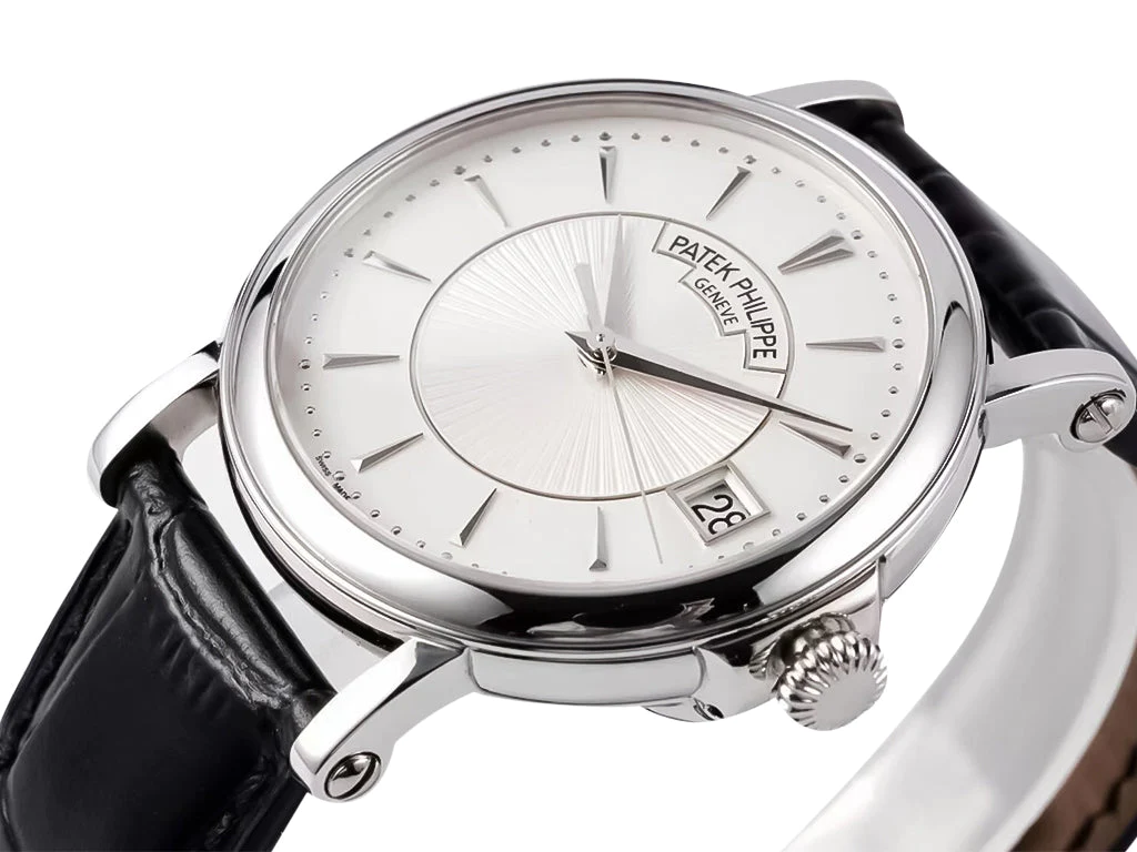 Calatrava Stainless Steel with Silver Guilloche Dial (38mm)