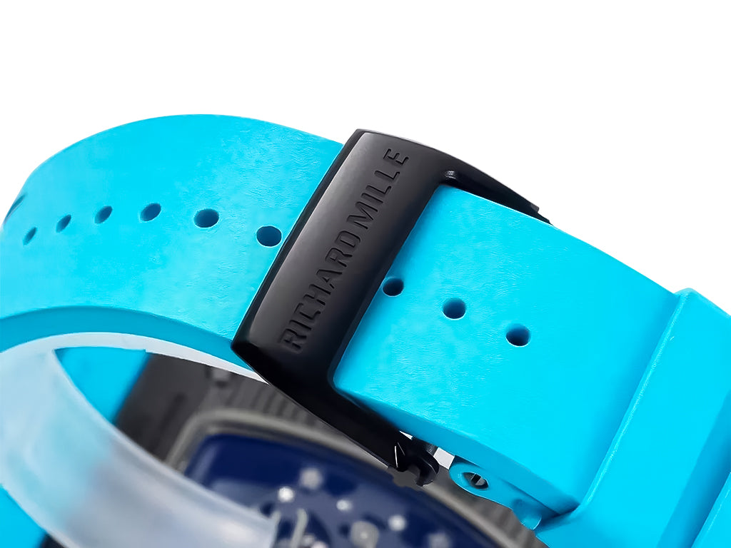 RM055 Bubba Watson White Dial Black Bezel Blue Rubber Strap (49mm)