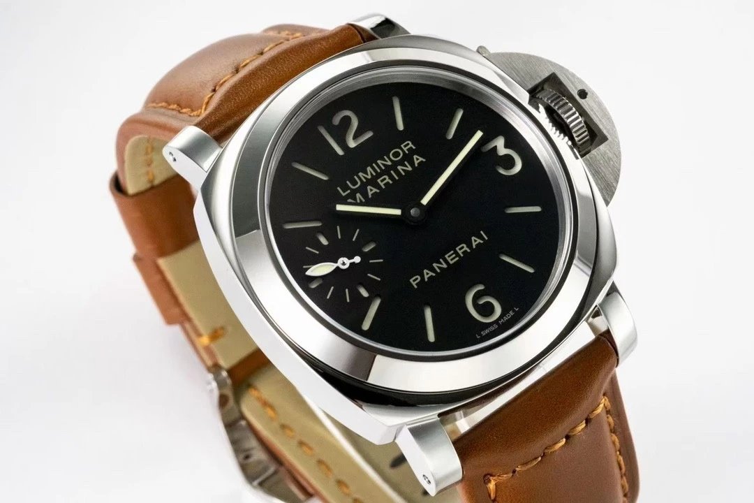 Luminor Marina Stainless Steel with Black Dial and Brown Leather Strap (44mm)