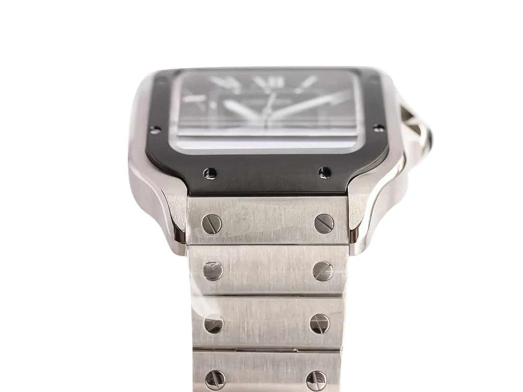 Santos Large Stainless Steel with Grey Dial and Grey Bezel (40mm)
