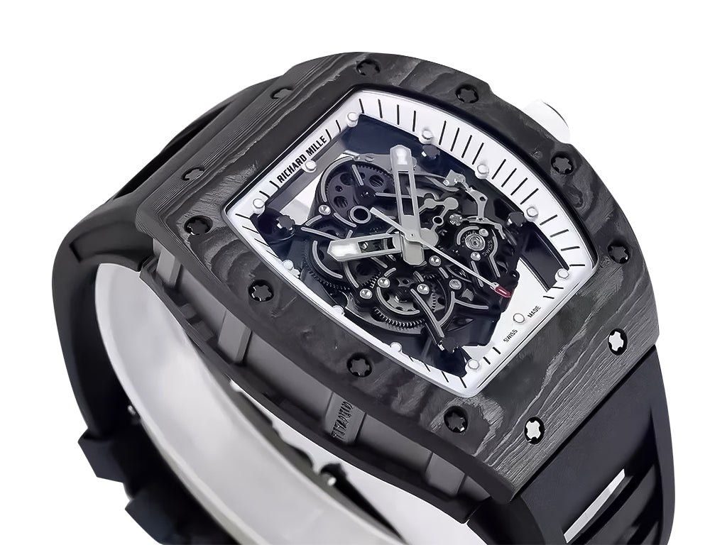 RM055 Bubba Watson White Dial Black Bezel Black Rubber Strap (49mm)