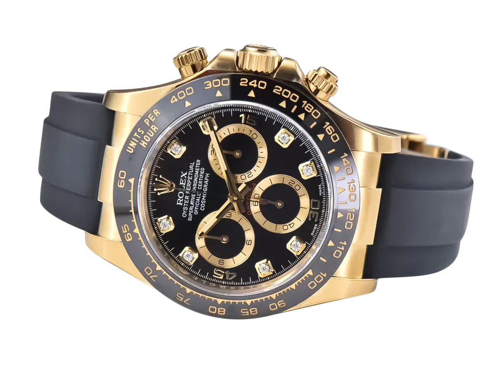 Cosmograph Daytona Yellow Gold Oysterflex Diamond Black Dial