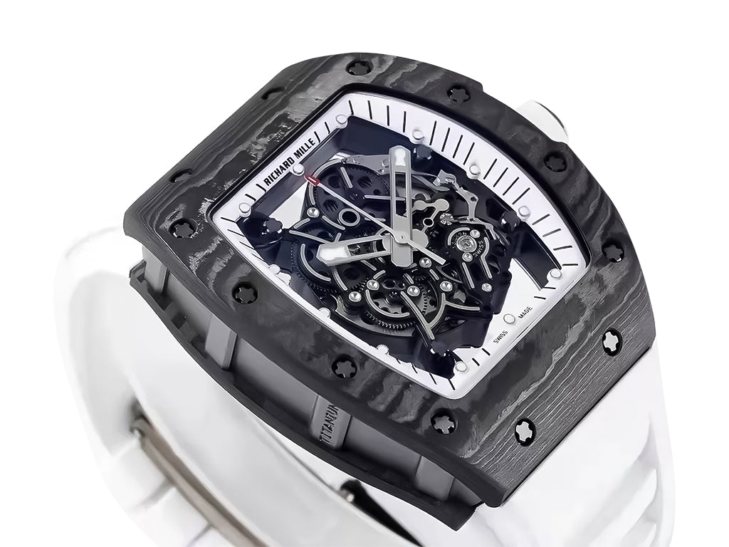 RM055 Bubba Watson White Dial Black Bezel White Rubber Strap (49mm)