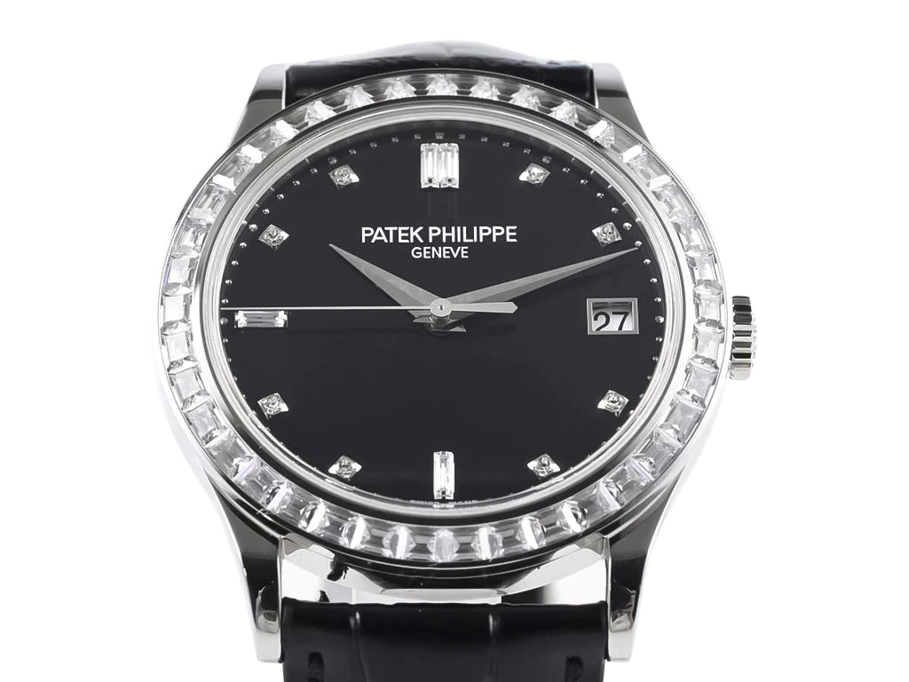 Calatrava Stainless Steel with Diamond Black Dial and Diamond Bezel (38mm)