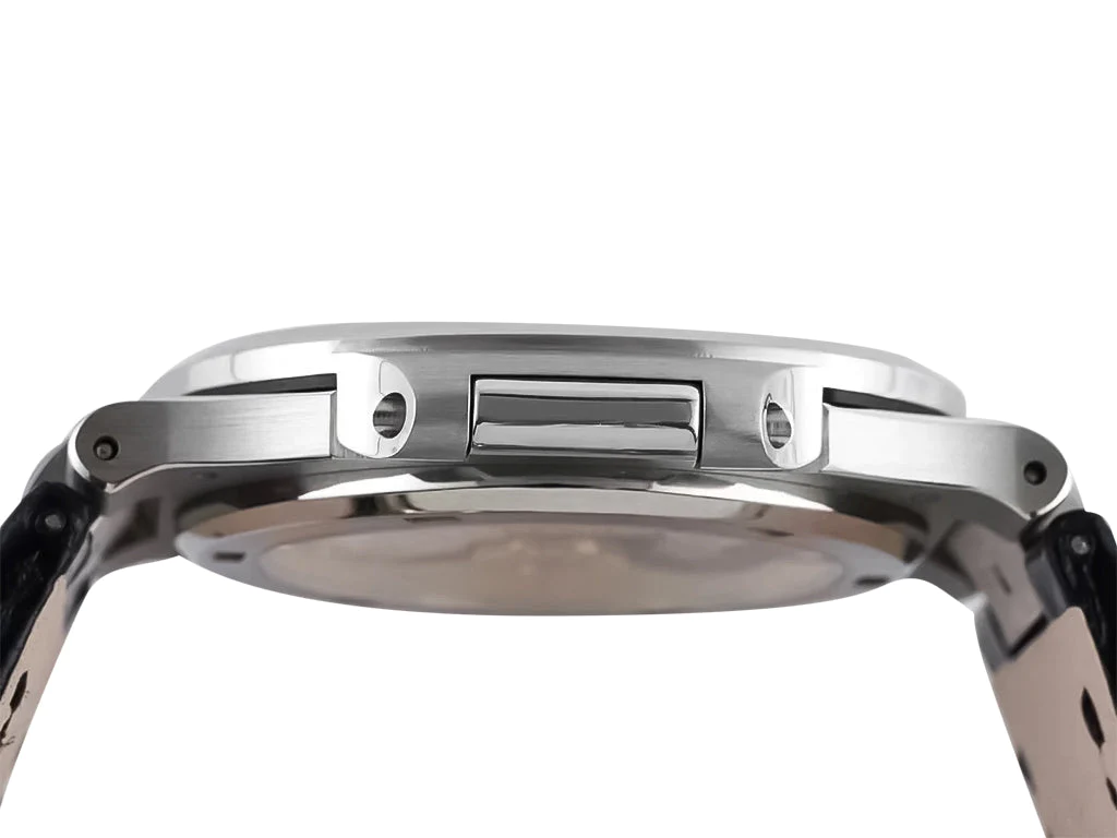 Nautilus Stainless Steel with Grey Dial on Leather Strap (40mm)