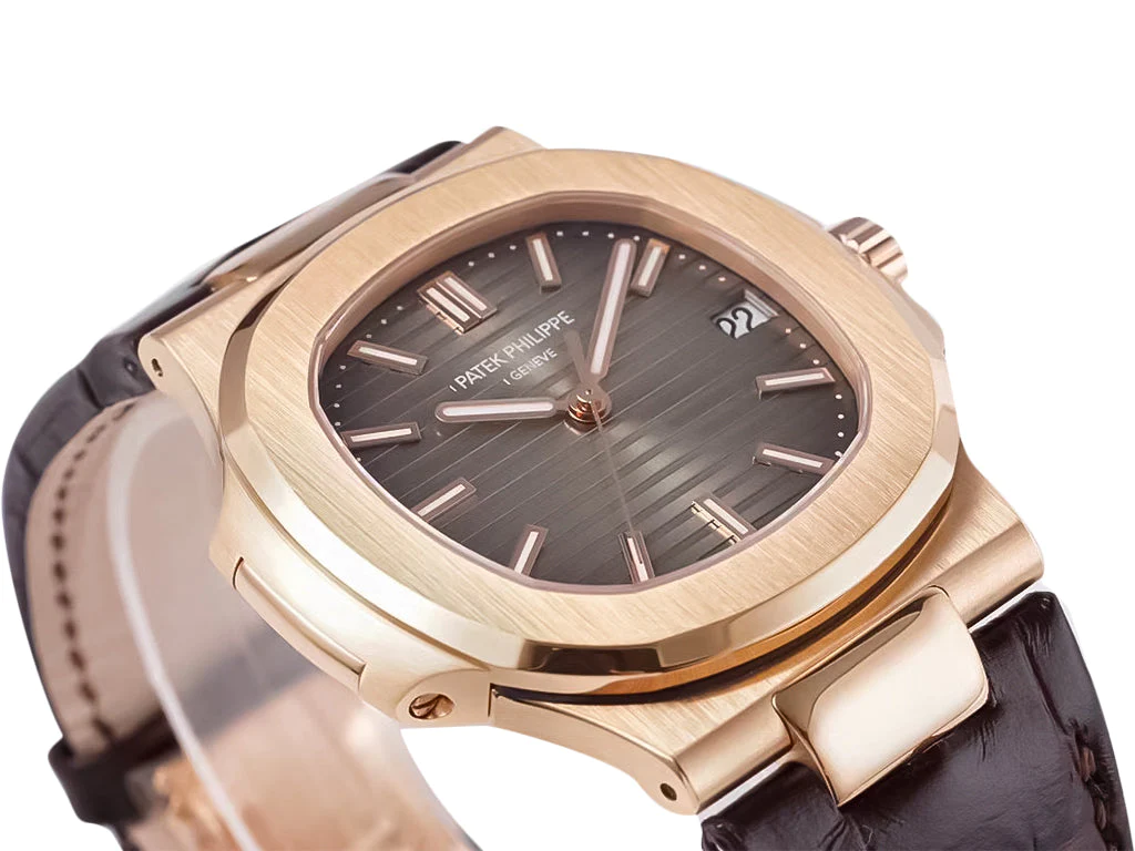 Nautilus Rose Gold with Chocolate Dial on Leather Strap (40mm)
