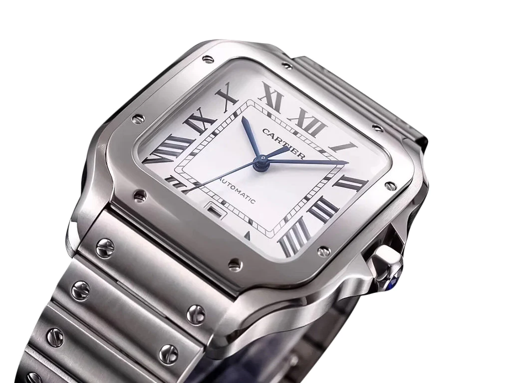 Santos Large Stainless Steel with White Dial (40mm)