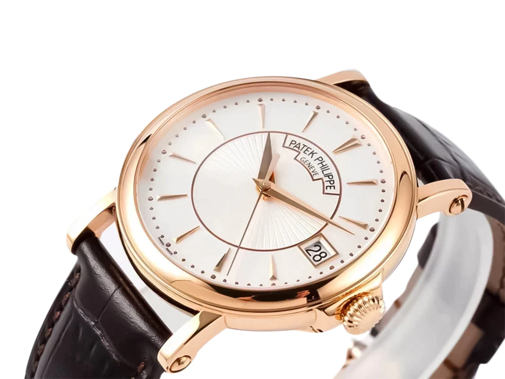 Calatrava Rose Gold with Silver Guilloche Dial (38mm)