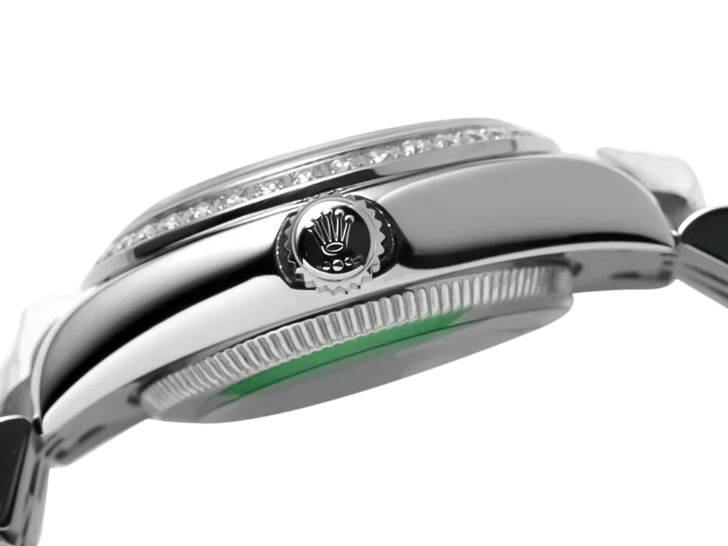 Lady-Datejust 28 Stainless Steel on Jubilee with Pink Dial (Roman Numerals) and Fluted Bezel