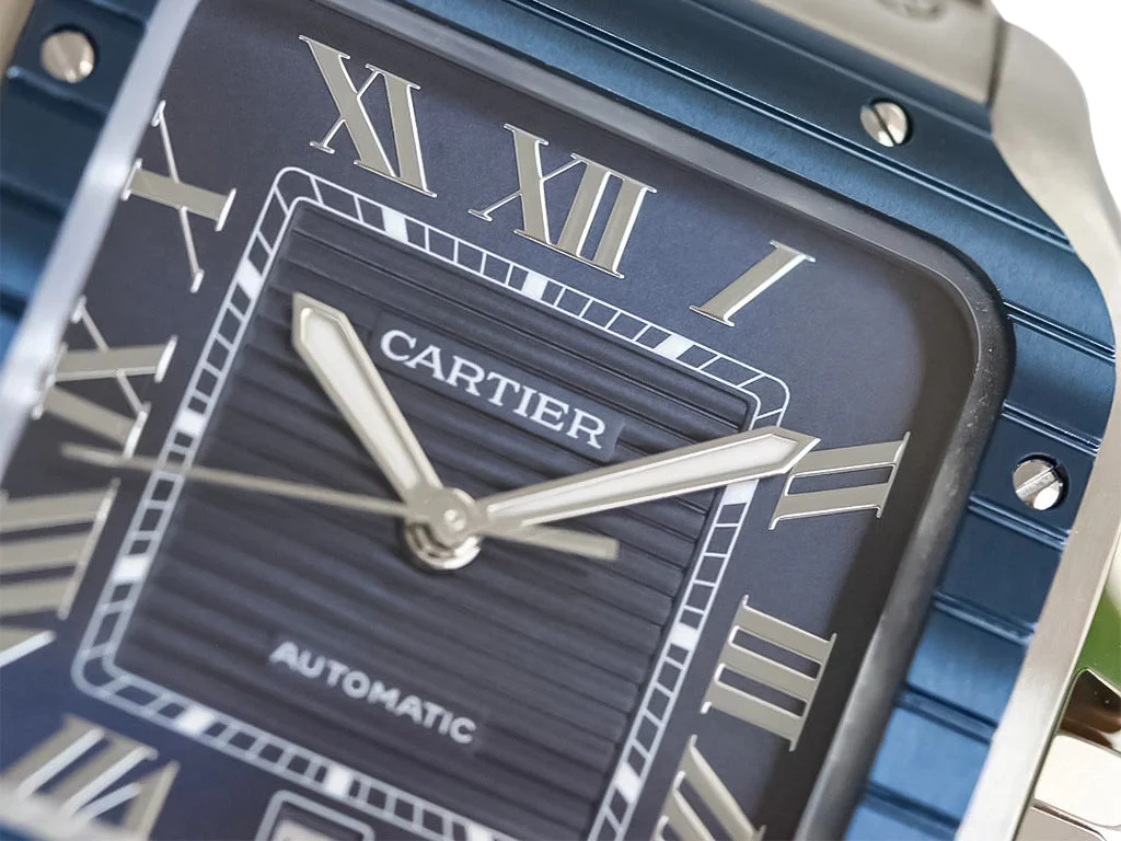 Santos Large Stainless Steel with Blue Dial and Blue Bezel (40mm)