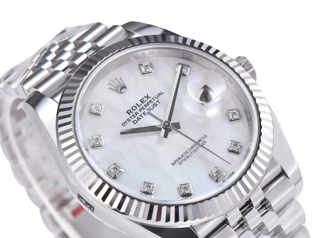 Datejust 41 Stainless Steel on Jubilee with Diamond Mother of Pearl Dial and Fluted Bezel