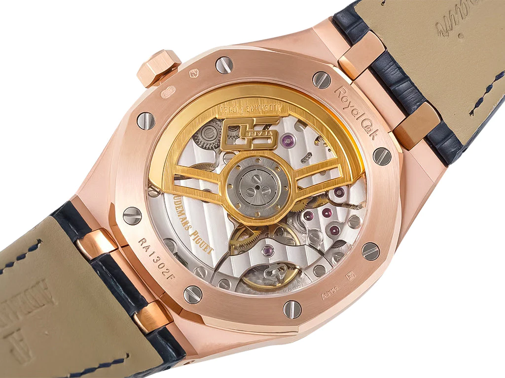 Royal Oak Pink Gold '50th Anniversary' with Blue Dial and Leather Strap (41mm)